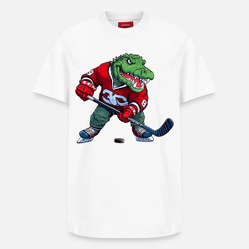 Crocodile Hockey sur glace Alligator - T-shirt unisexe décontracté en coton Supima – de SPREAD - blanc