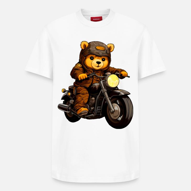Bear Motorcyclist - T-shirt unisexe décontracté en coton Supima – de SPREAD - blanc