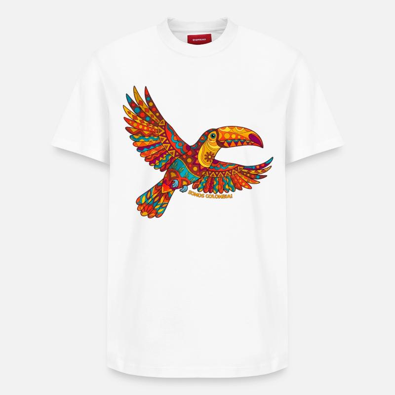 Toucan kaléidoscope colombien - T-shirt unisexe décontracté en coton Supima – de SPREAD - blanc