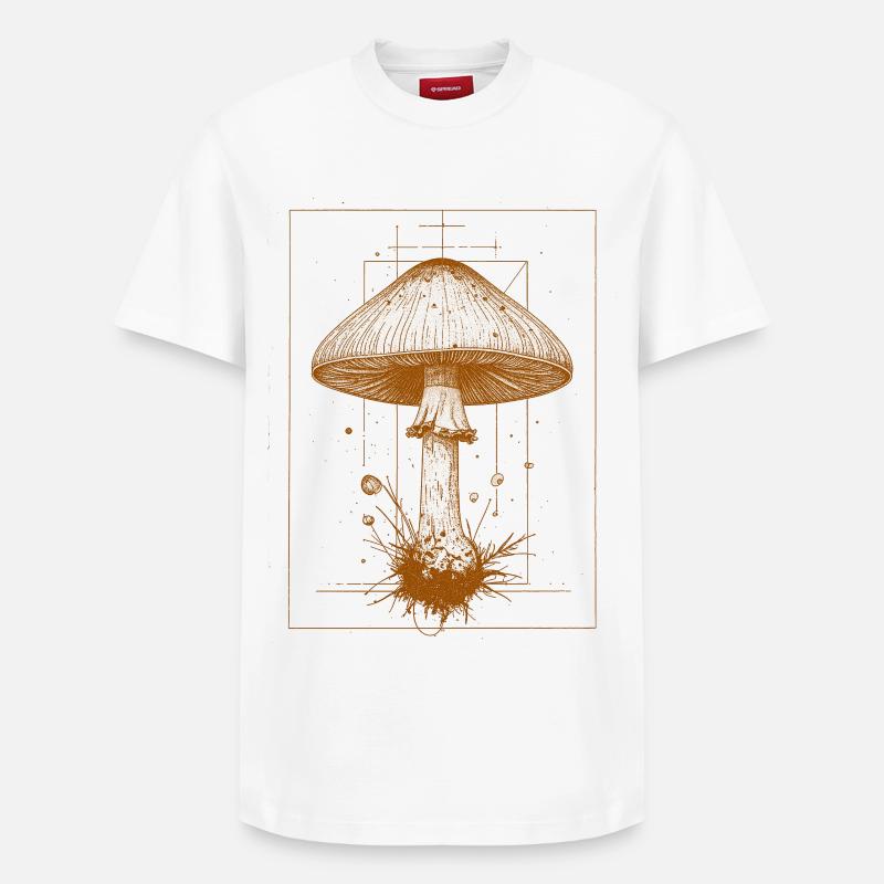 Champignon géométrique en orange - T-shirt unisexe décontracté en coton Supima – de SPREAD - blanc