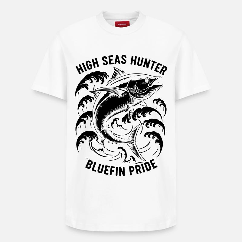 Seefischer Thunfisch-Blauflossenjäger - Relaxed Unisex Supima Cotton T-Shirt – von SPREAD - Weiß