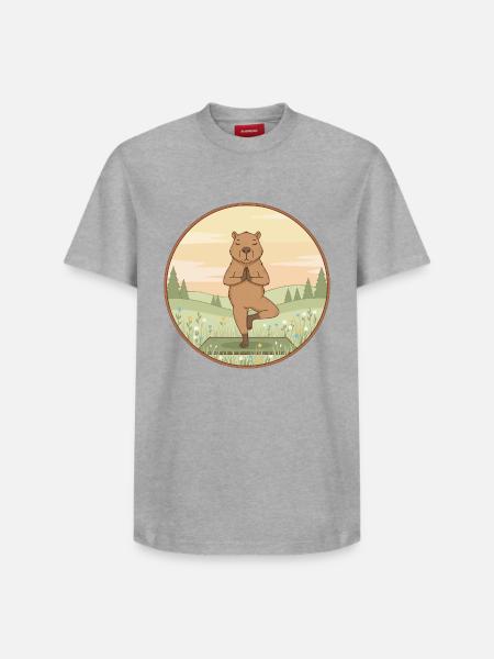 Yoga Capybara Rodent Doing Tree Pose - Relaxed Unisex Supima Cotton T-Shirt – by SPREAD - white