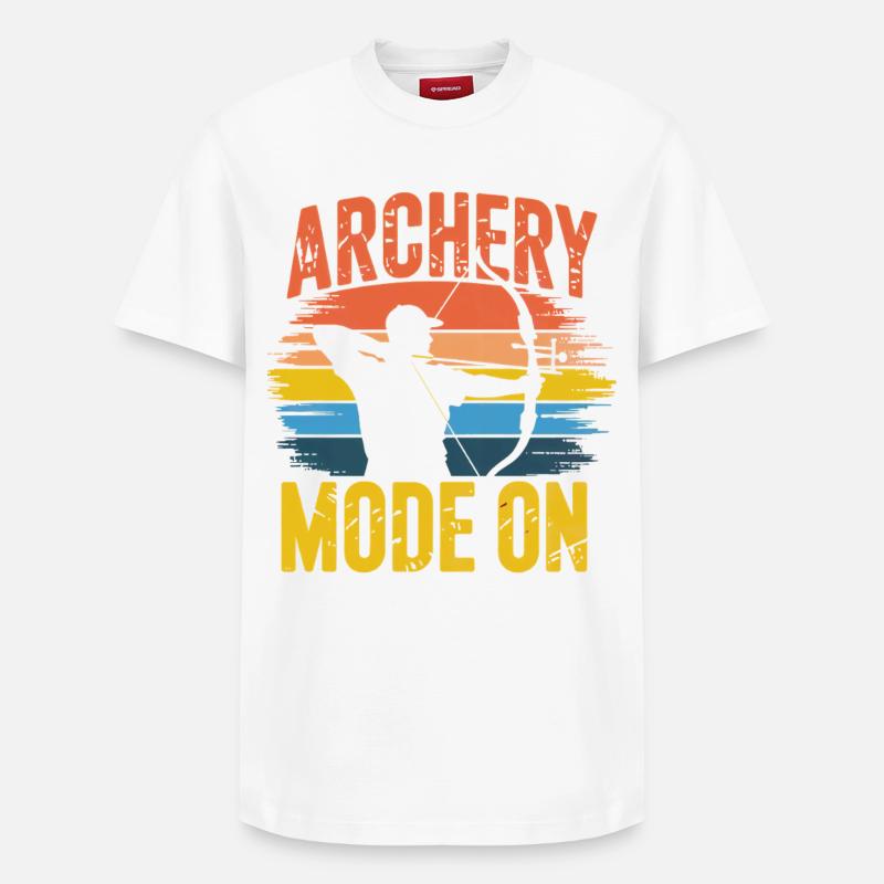 Archery Mode On Retro Sunset - Relaxed Unisex Supima Cotton T-Shirt – von SPREAD - Weiß