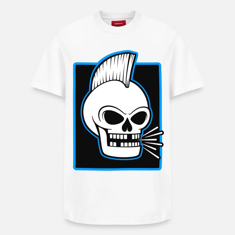 Skull Mohawk Punk Graphic - Relaxed Unisex Supima Cotton T-Shirt – by SPREAD - white