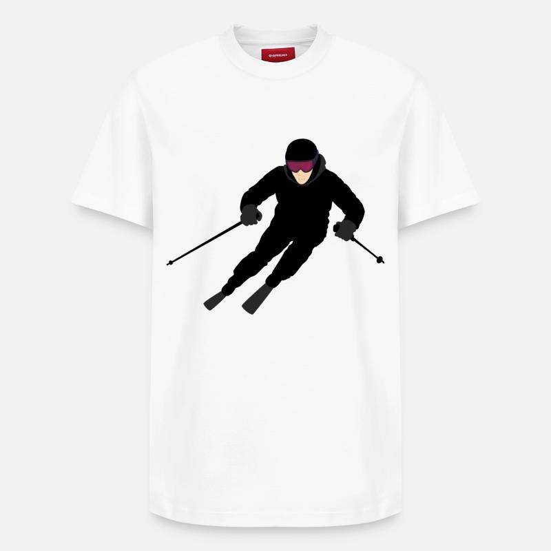 Dynamischer Skifahrer - Relaxed Unisex Supima Cotton T-Shirt – von SPREAD - Weiß
