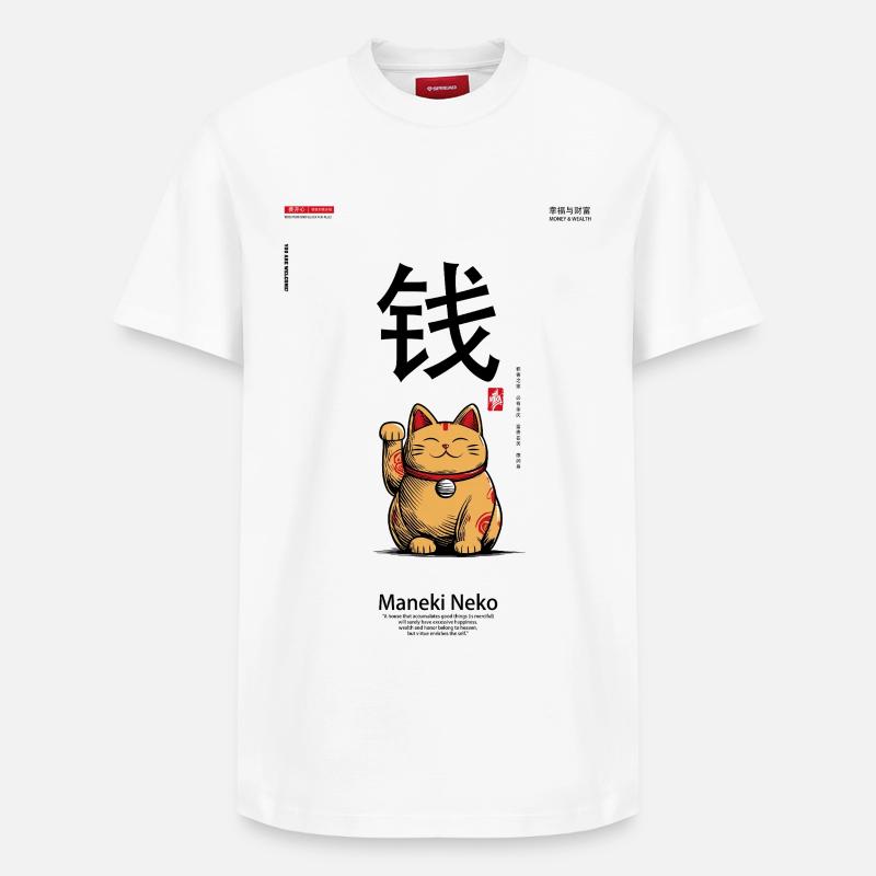 Maneki-Neko - Relaxed Unisex Supima Cotton T-Shirt – by SPREAD - white