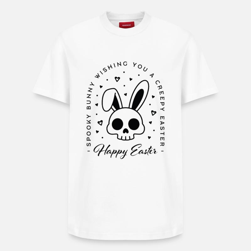 Joyeuses Pâques, vœux flippants lapin - T-shirt unisexe décontracté en coton Supima – de SPREAD - blanc