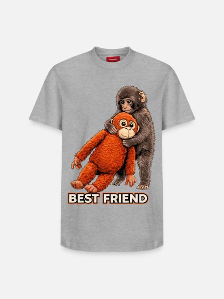 Viral meme-trend med Punch Monkey Baby 2026 - T-skjorte unisex med avslappet passform i Supima-bomull – fra SPREAD - hvit