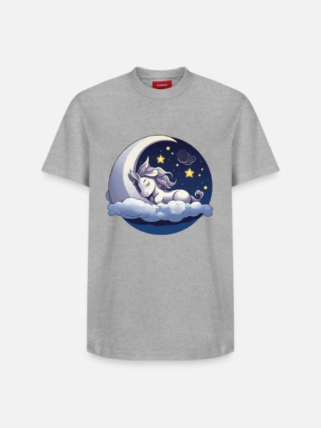 Mondtraum-Einhorn auf Wolke - Relaxed Unisex Supima Cotton T-Shirt – von SPREAD - Weiß