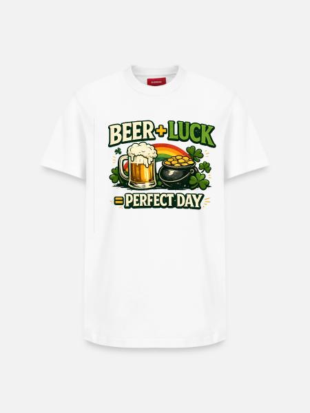 Beer Luck Perfect Day - Relaxed Unisex Supima Cotton T-Shirt – by SPREAD - white