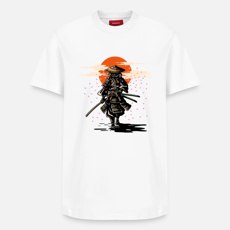Samouraï Soleil et Sakura - T-shirt unisexe décontracté en coton Supima – de SPREAD - blanc