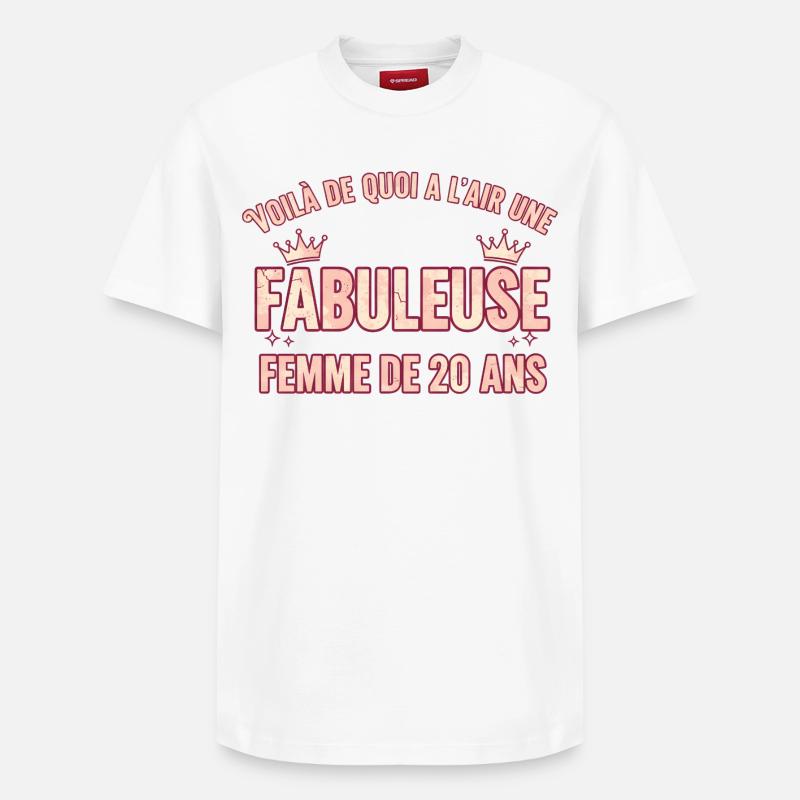 Fabuleuse 20 ans Reine du style - T-shirt unisexe décontracté en coton Supima – de SPREAD - blanc