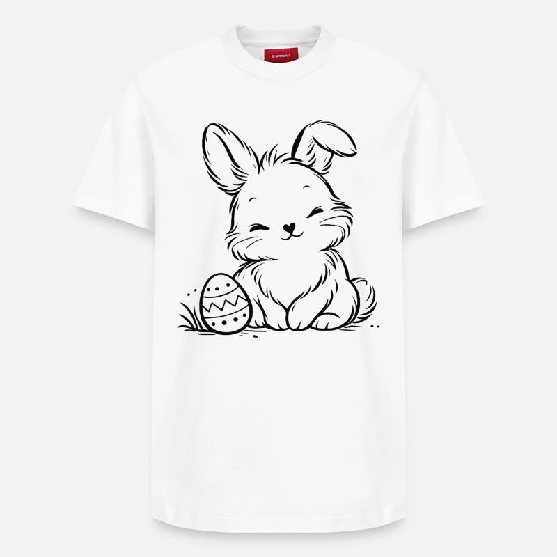 Easter bunny with Easter egg - Relaxed Unisex Supima Cotton T-Shirt – by SPREAD - white