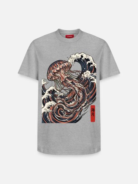 Jellyfish Japanese Ocean - Relaxed Unisex Supima Cotton T-Shirt – by SPREAD - white