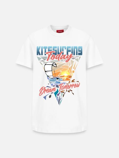 Kitesurfing Today Dream Tomorrow - Relaxed Unisex Supima Cotton T-Shirt – by SPREAD - white