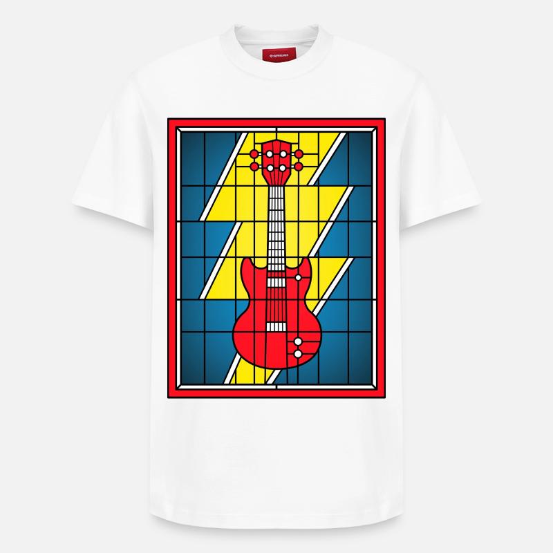 Guitare électrique en vitrail - T-shirt unisexe décontracté en coton Supima – de SPREAD - blanc