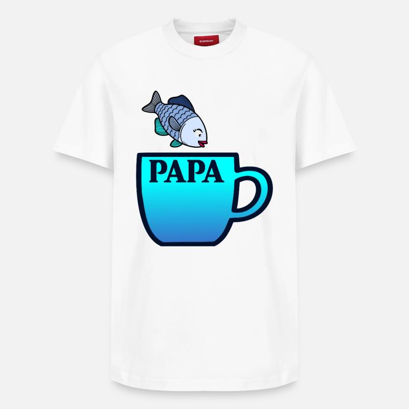 Papa pêcheur - T-shirt unisexe décontracté en coton Supima – de SPREAD - blanc