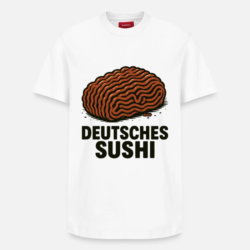 Deutsches Sushi  Hackfleisch Mett  - Relaxed Unisex Supima Cotton T-Shirt – von SPREAD - Weiß