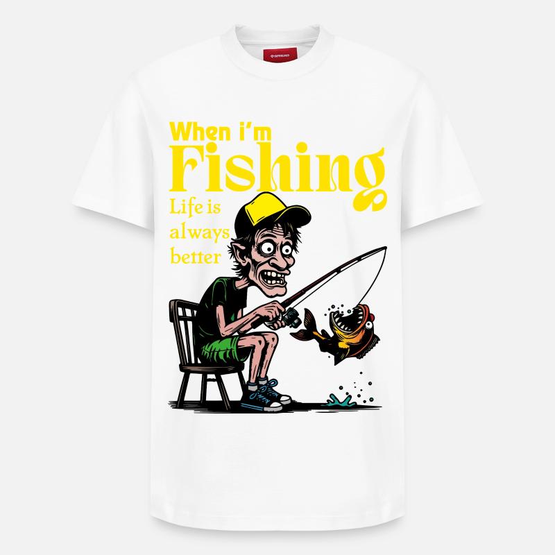 QuandIFishing - T-shirt unisexe décontracté en coton Supima – de SPREAD - blanc