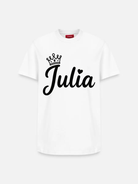 Juliet Name Crown Heart Calligraphy Personalized - Relaxed Unisex Supima Cotton T-Shirt – by SPREAD - white