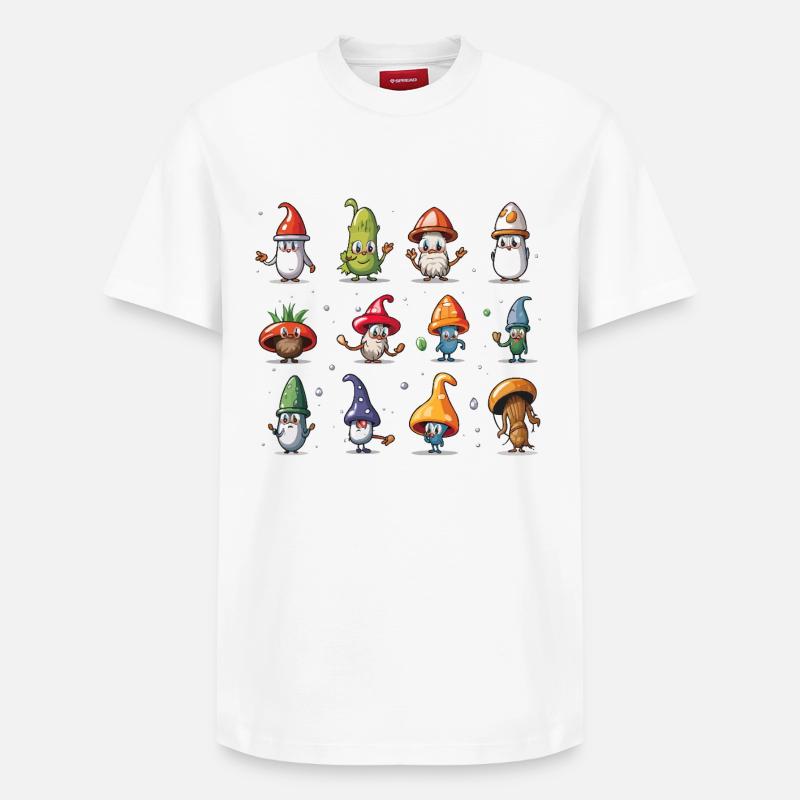 Parade des Gnomes Champignons - T-shirt unisexe décontracté en coton Supima – de SPREAD - blanc