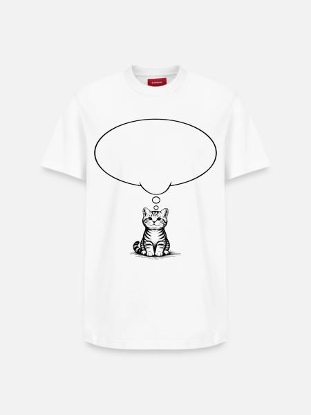Katzenbaby_sitzend_mit_Denkblase - Relaxed Unisex Supima Cotton T-Shirt – by SPREAD - white