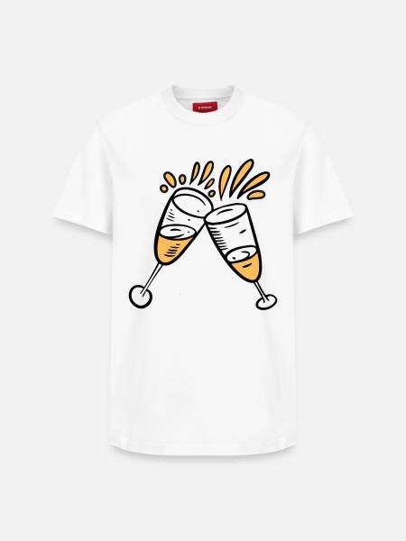 Anstoßen mit Sektgläsern für Feierlichkeiten - Relaxed Unisex Supima Cotton T-Shirt – by SPREAD - white