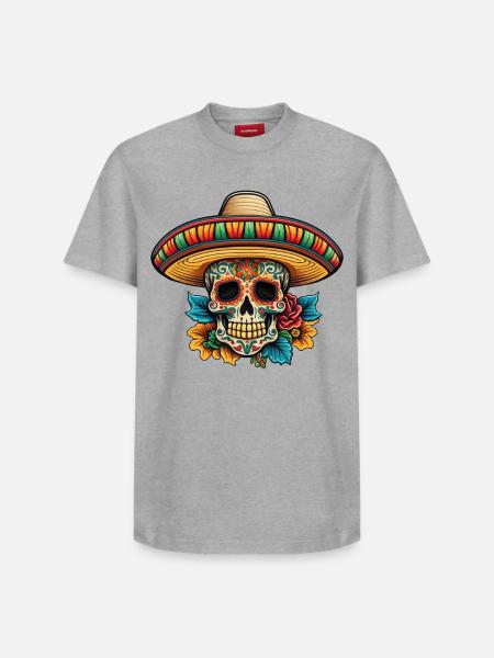 Sugar Skull Floral Sombrero - Relaxed Unisex Supima Cotton T-Shirt – by SPREAD - white