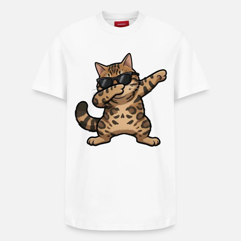 Dabbing Bengal Katze - Relaxed Unisex Supima Cotton T-Shirt – von SPREAD - Weiß