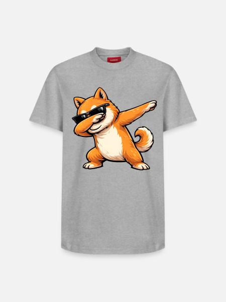 Dabbing Shiba Inu - Relaxed Unisex Supima Cotton T-Shirt – by SPREAD - white