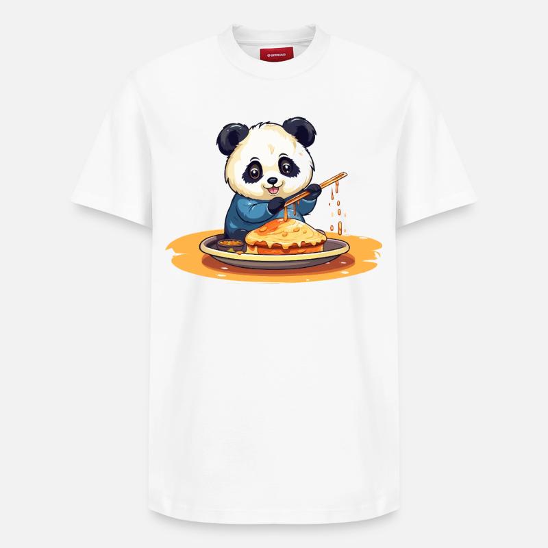 Panda Cooking Pancakes - T-shirt unisexe décontracté en coton Supima – de SPREAD - blanc