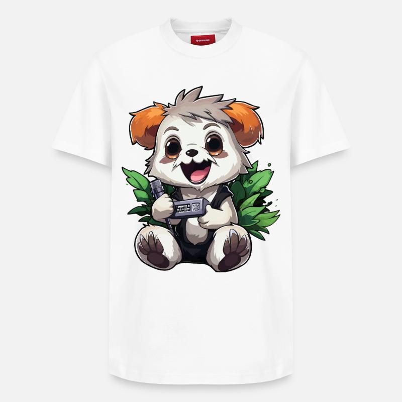 Panda Gamer mit Controller - Relaxed Unisex Supima Cotton T-Shirt – von SPREAD - Weiß