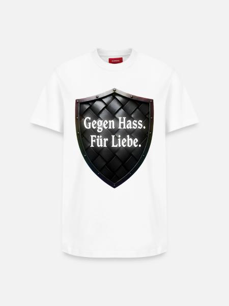 Gegen Hass Für Liebe Schild Statement - Relaxed Unisex Supima Cotton T-Shirt – von SPREAD - Weiß