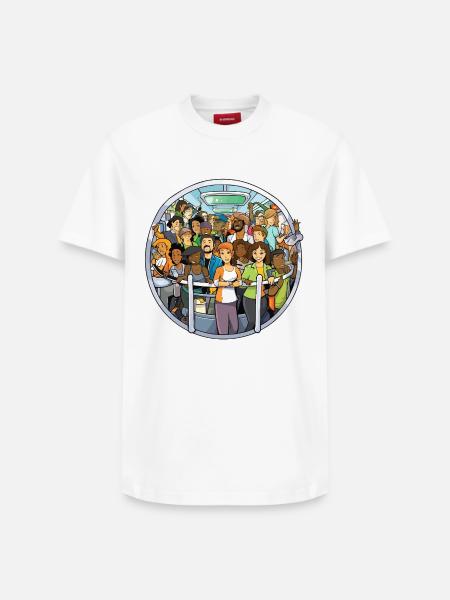 Bunt gemischte Reisende im Bus - Relaxed Unisex Supima Cotton T-Shirt – von SPREAD - Weiß