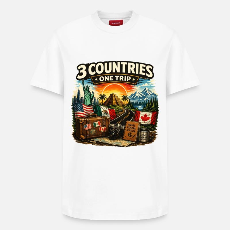 3 Countries 1 Trip 2026 - Relaxed Unisex Supima Cotton T-Shirt – von SPREAD - Weiß