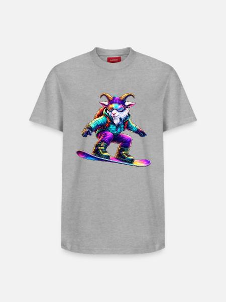Neon-Snowboard-Ziegen-Wintersporttier - Relaxed Unisex Supima Cotton T-Shirt – von SPREAD - Weiß