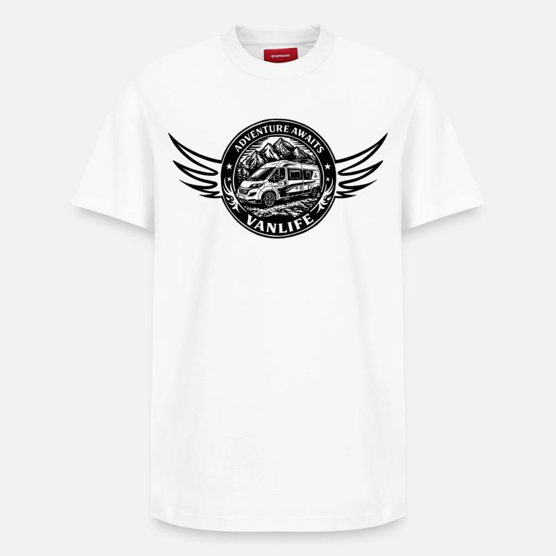 Vanlife - L’aventure vous attend - T-shirt unisexe décontracté en coton Supima – de SPREAD - blanc