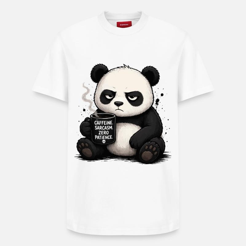 Panda au café avec sarcasme - T-shirt unisexe décontracté en coton Supima – de SPREAD - blanc