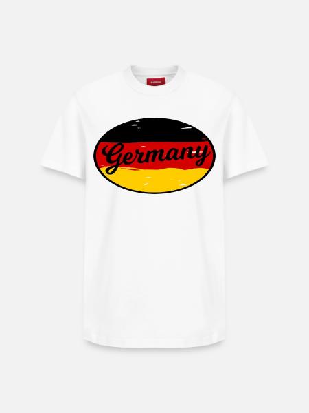 Germany Font Flag Wave Look - Relaxed Unisex Supima Cotton T-Shirt – by SPREAD - white