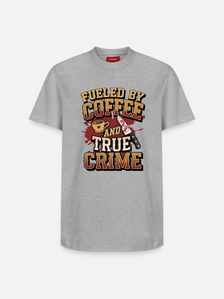 Coffee True Crime Motive Podcast Gift - Relaxed Unisex Supima Cotton T-Shirt – by SPREAD - white