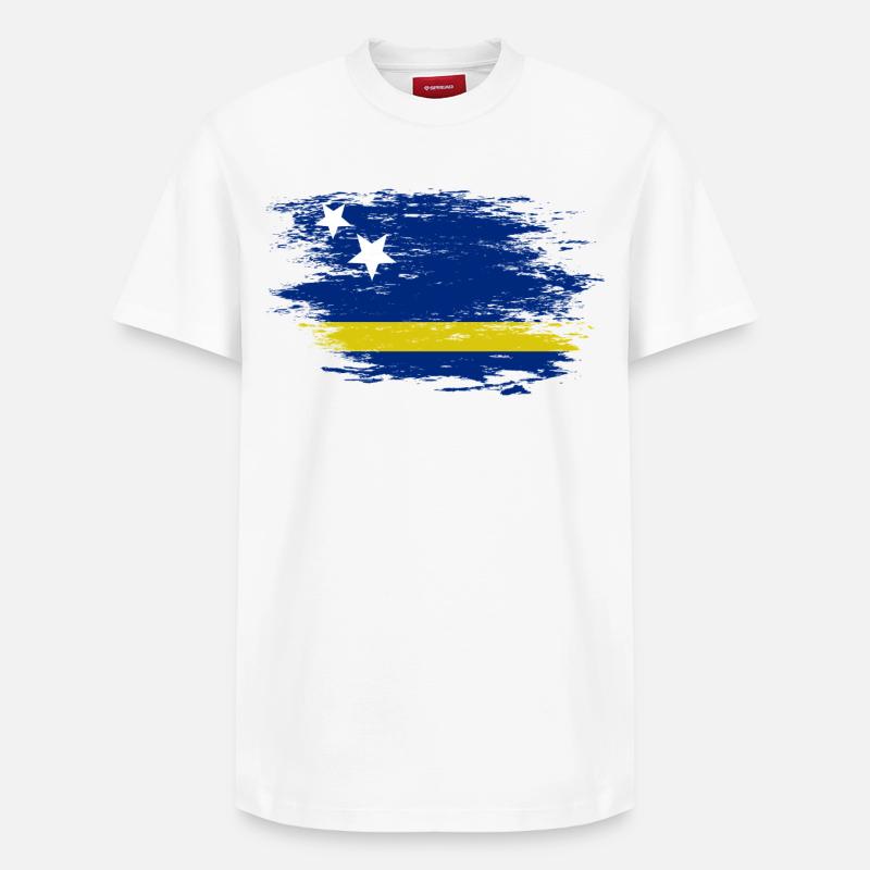 Drapeau de Curaçao utilisé - T-shirt unisexe décontracté en coton Supima – de SPREAD - blanc