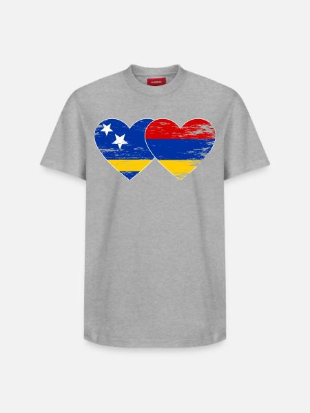 Curacao Armenia flag heart used - Relaxed Unisex Supima Cotton T-Shirt – by SPREAD - white