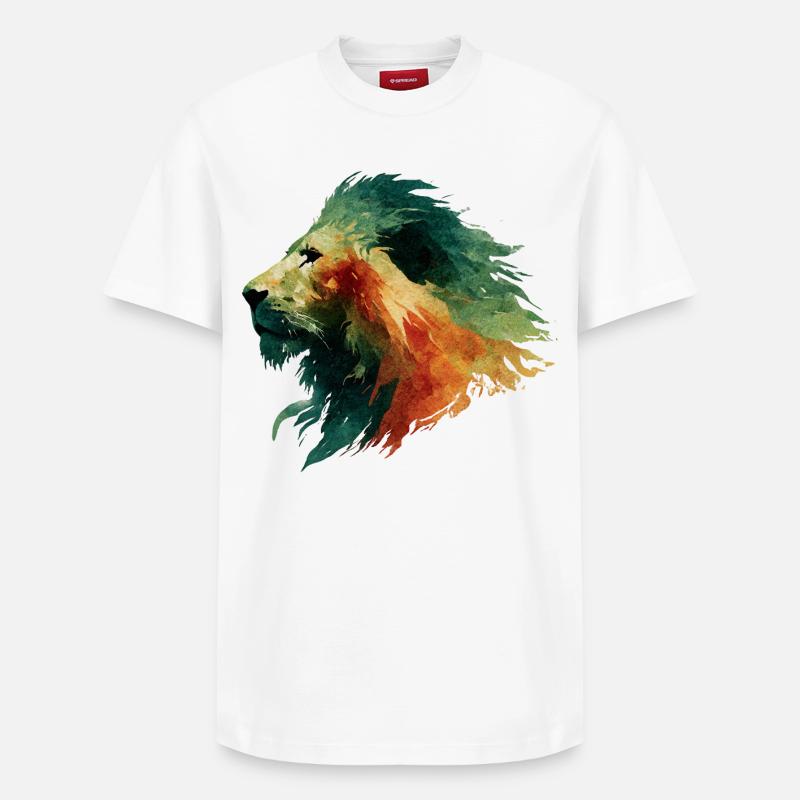 Aquarelle Tête de Lion - T-shirt unisexe décontracté en coton Supima – de SPREAD - blanc