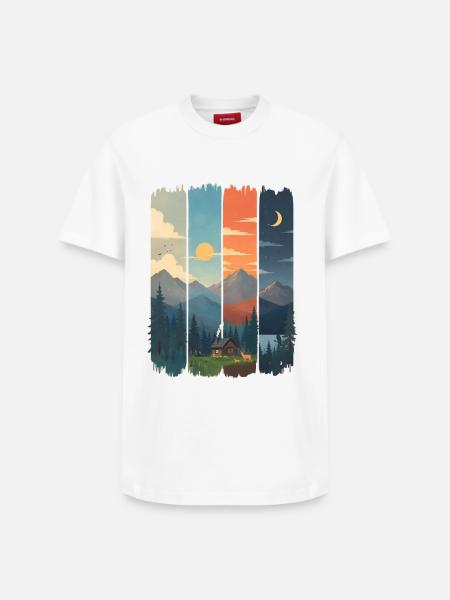 Horizons in four mountain panels - Relaxed Unisex Supima Cotton T-Shirt – by SPREAD - white