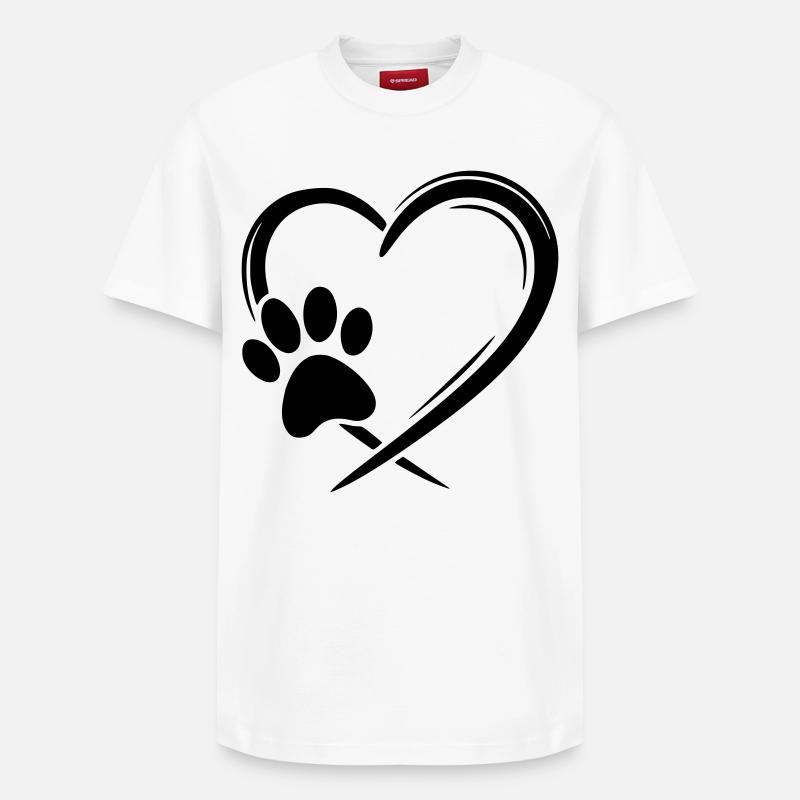 Pfote Herz - Relaxed Unisex Supima Cotton T-Shirt – von SPREAD - Weiß