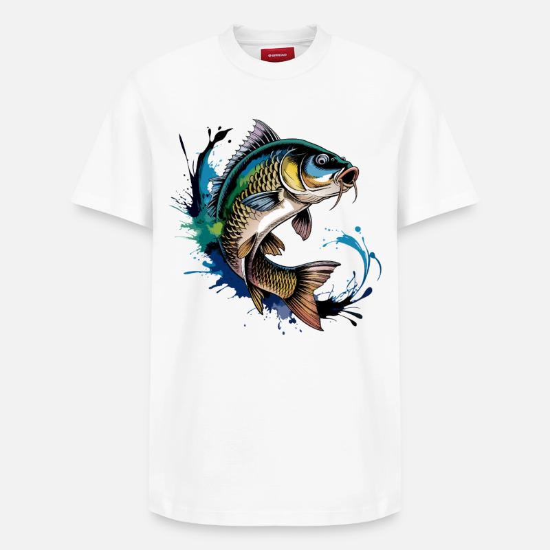 Jumping Carp - Relaxed Unisex Supima Cotton T-Shirt – by SPREAD - white