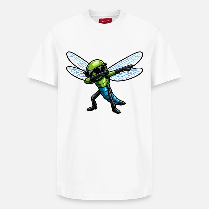 Dabbing Dragonfly - Relaxed Unisex Supima Cotton T-Shirt – by SPREAD - white