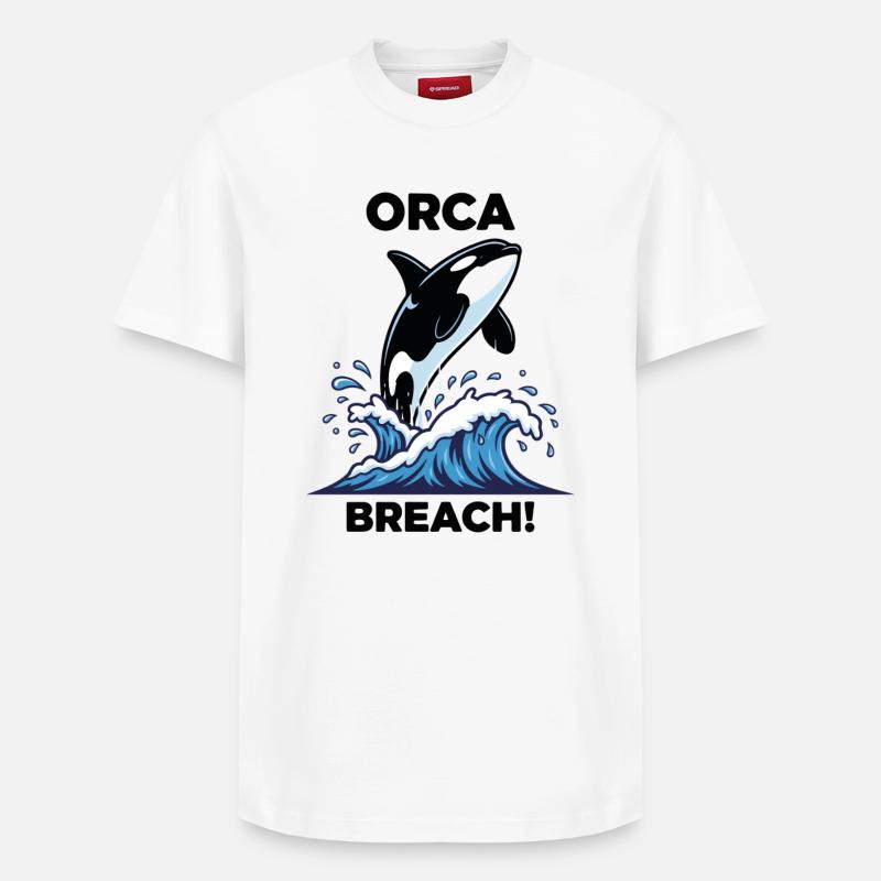 Schwertwal-Durchbruch-Seeorca - Relaxed Unisex Supima Cotton T-Shirt – von SPREAD - Weiß