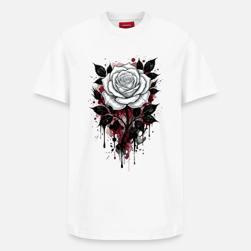 Rose, Rose Blanche, Rose et Fleurs - T-shirt unisexe décontracté en coton Supima – de SPREAD - blanc