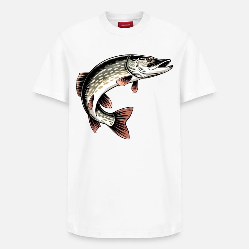 Raubfisch Hecht - Relaxed Unisex Supima Cotton T-Shirt – von SPREAD - Weiß